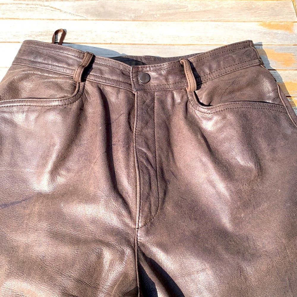 Danier Vintage Sz 10 (28) Chocolate Brown Supple 💯 Leather Pants Lined